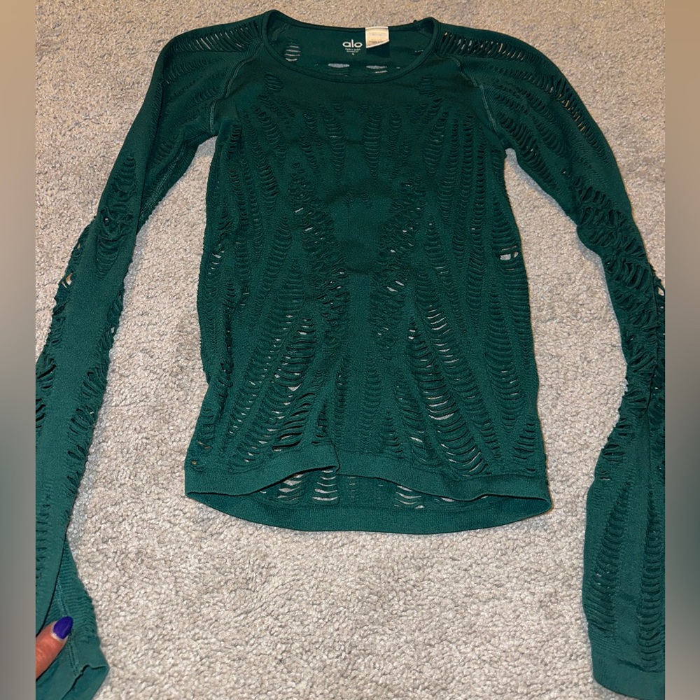 Alo Long sleeve turquoise mesh top